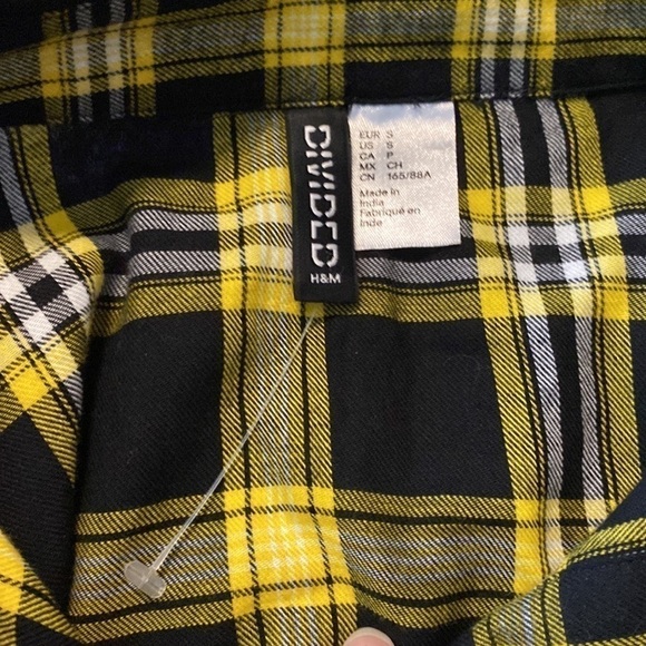 H&m Divided Ylw Plaid LS Short Crop Top (S) - Picture 3 of 8